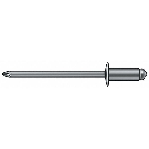 Stanley Engineered Fastening Blind Rivet, Dome Head, 5/32 in Dia., 9/32 in L, Aluminum Body, 500 PK AD52ABS201