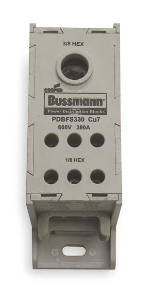 Eaton Bussmann Pwr Dist Block, 380A, 1P, 6P Secondary, 600V PDBFS330