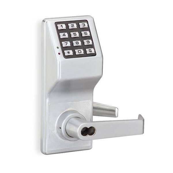 Locdown Electronic Lock, Brushed Chrome, 12 Button DL3200 US26D