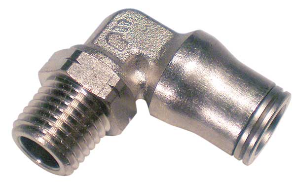 Legris Push-to-Connect, Threaded Male Swivel Elbow, 8mm Tube Size, Brass, Silver 3609 08 10