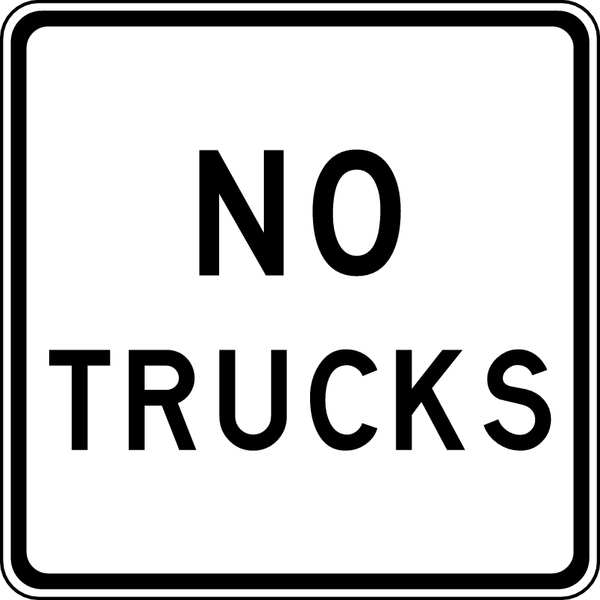 Lyle No Trucks Traffic Sign, 24 in H, 24 in W, Aluminum, Square, English, R5-2A-24HA R5-2A-24HA