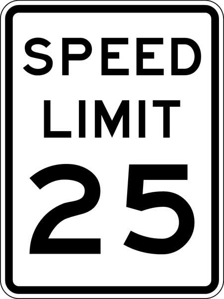 Lyle Speed Limit 25 Traffic Sign, 24 in H, 18 in W, Aluminum, Vertical Rectangle, English, R2-1-25-18HA R2-1-25-18HA