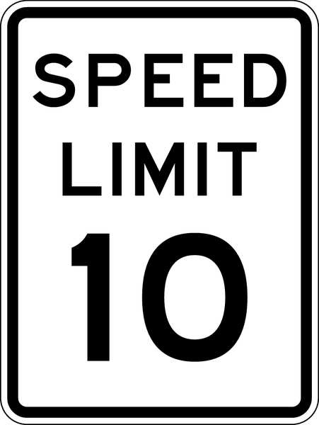 Lyle Speed Limit 10 Traffic Sign, 24 in H, 18 in W, Aluminum, Vertical Rectangle, R2-1-10-18HA R2-1-10-18HA