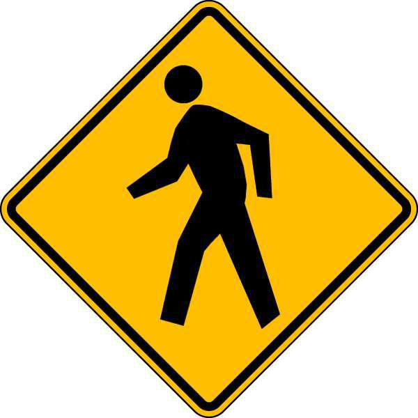 Lyle Pedestrian Crossing Pictogram Traffic Sign, 30 in H, 30 in W, Aluminum, Diamond, W11-2-30HA W11-2-30HA