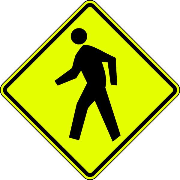 Lyle Pedestrian Crossing Pictogram Traffic Sign, 30 in H, 30 in W, Aluminum, Diamond, W11-2-30FA W11-2-30FA