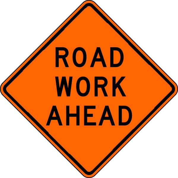 Lyle Road Work Ahead Traffic Sign, 30 in Height, 30 in Width, Aluminum, Diamond, English W20-1D-30HA