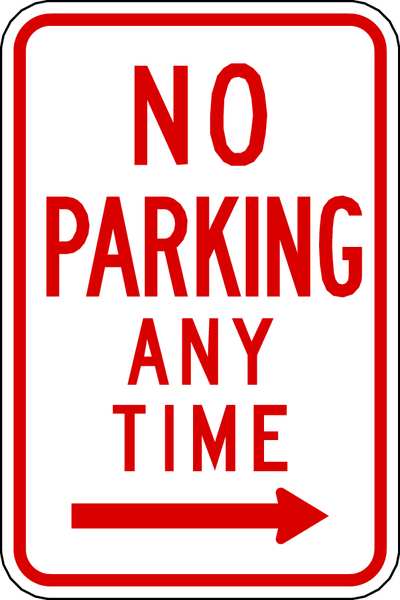 Zing No Parking Sign, 12" W, 18" H, English, Aluminum 2278