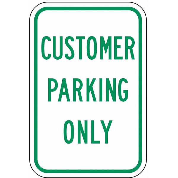 Lyle Customer Parking Sign, 12" W, 18" H, English, Aluminum, White RP-116-12HA