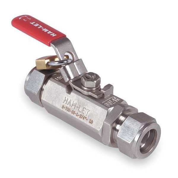 Ham-Let 1/2" Compr Stainless Steel Ball Valve Inline H-700-SS-L-1/2-T-LD