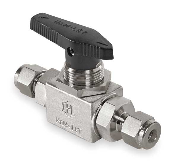 Ham-Let 3/8" Compr Stainless Steel Ball Valve Inline H-6800-SS-L-3/8-ICSS