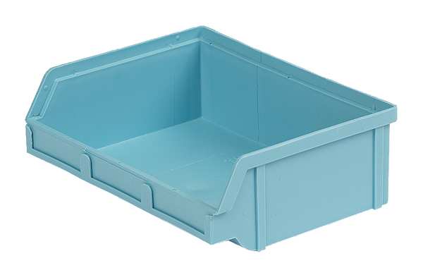 Lewisbins 25 lb Hang & Stack Storage Bin, Plastic, 8 3/4 in W, 2 7/8 in H, 6 5/8 in L, Light Blue PB22-F Lt. Blue