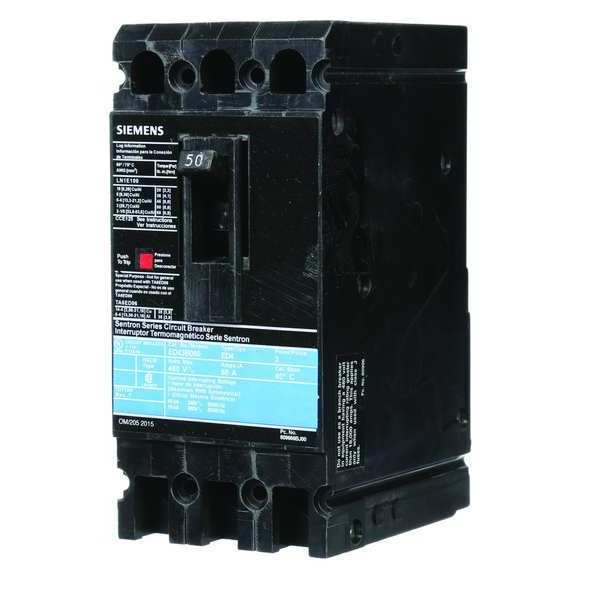 Siemens Molded Case Circuit Breaker, ED4 Series 50A, 3 Pole, 480V AC ED43B050