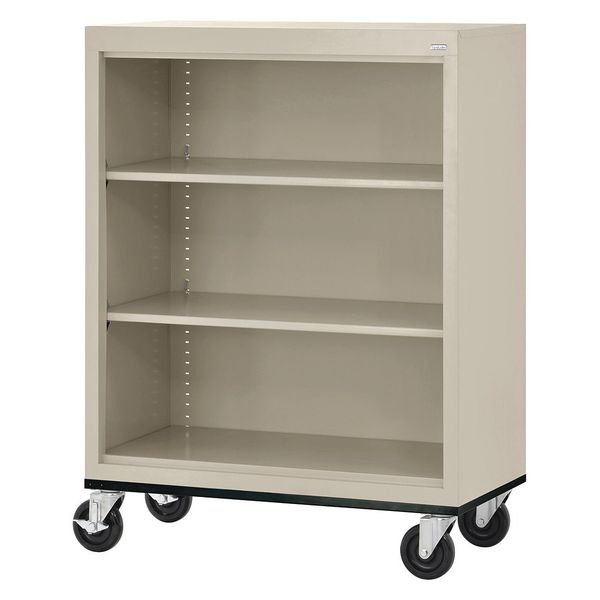 Atlantic Metal 3-Shelf Mobile Bookcase, 48"x36" Putty BM20361842-07