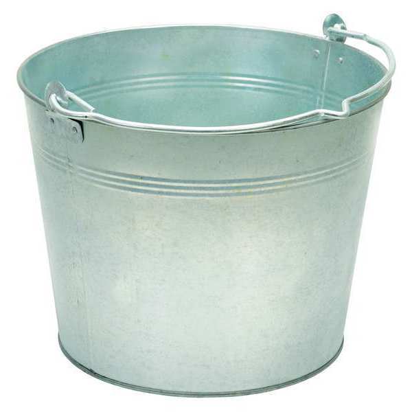 Zoro Select 3.3 gal Round Tapered Bucket, Silver, Steel BKT-GAL-325