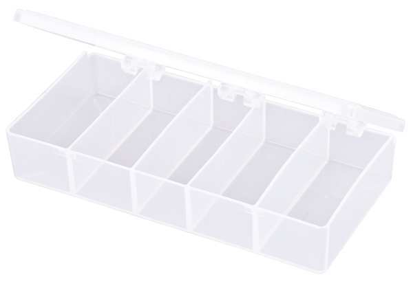 Clear square plastic Container with dividers - 6-3/4″ x 3-3/16″ x