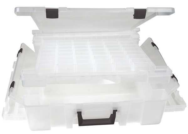 Flambeau Adjustable Compartment Box with 18 to 73 compartments, Plastic, 5 in H x 16-3/4 in W T9501