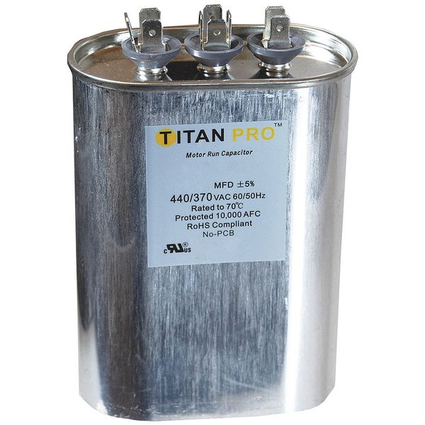 Titan Pro Motor Dual Run Cap, 45/5MFD, 370-440V, Oval TOCFD455