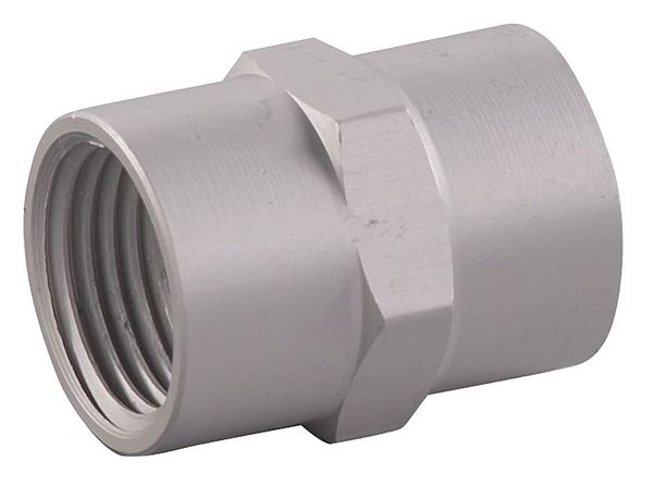Zoro Select Pipe Coupling, Aluminum, 1/4 (F)NPT 30E649
