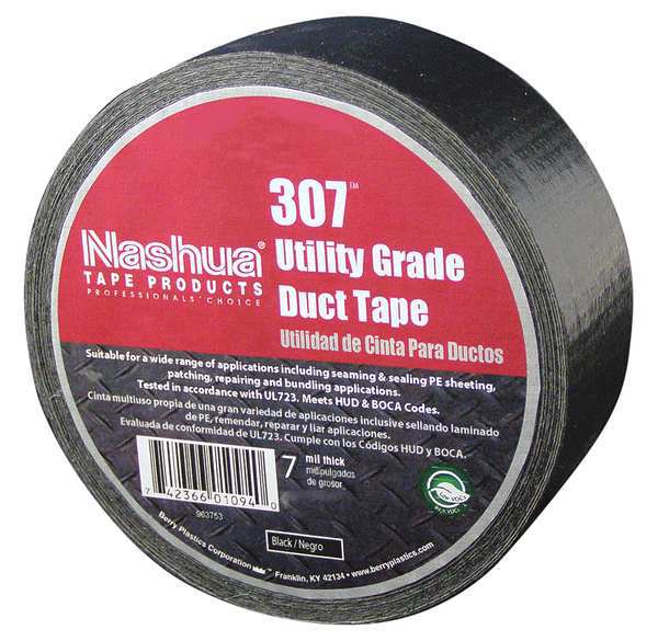 Nashua 60 yd. Black Duct Tape, 2.8"W, 7 mil 307