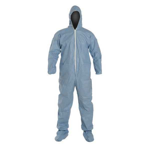 Dupont Flame Resistant Coverall w/Hood and Boots, Sky Blue, Tempro, XL TM122SBUXL002500