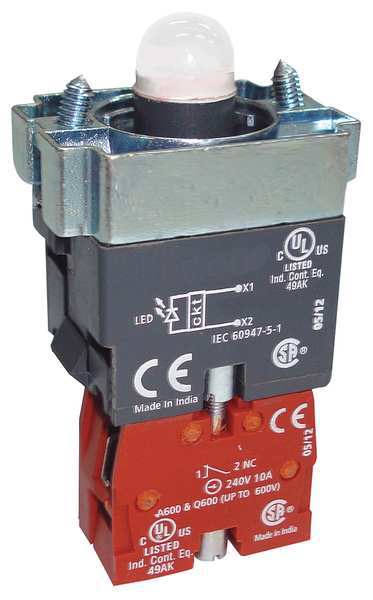 Dayton Lamp Module and Contact Block, 22mm, 1NC 30G172