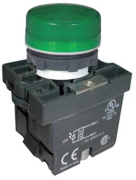 Dayton Pilot Light, 22mm, LED, Green 30G217