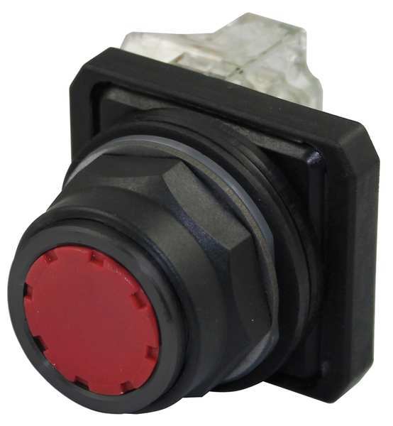 Dayton Non-Illuminated Push Button, 30 mm, 1NO/1NC, Red 30G440