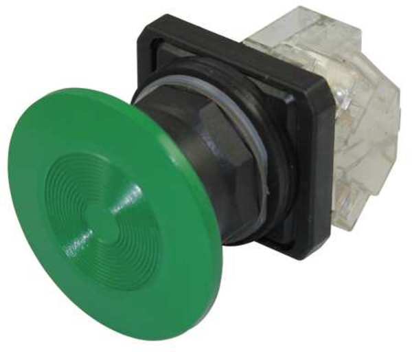 Dayton Non-Illuminated Push Button, 30 mm, 1NC, Green 30G456
