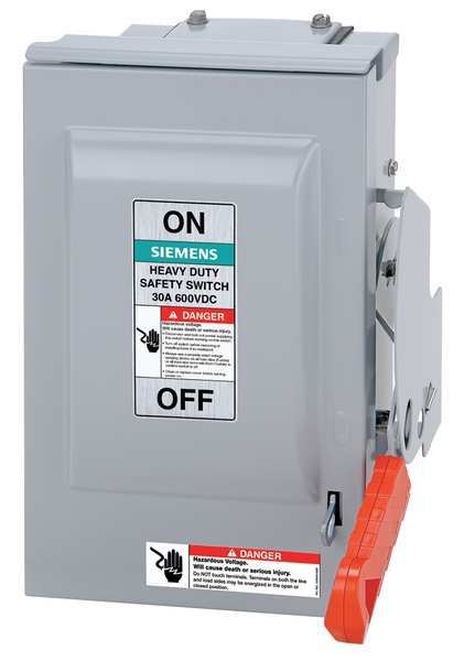Siemens Fusible Solar Safety Disconnect Switch, 600V AC/DC, NEMA 3R HF362RPV