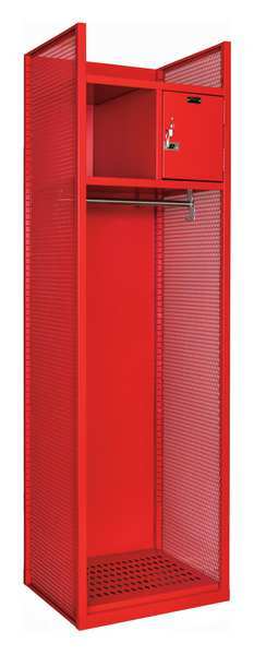 Hallowell Gear Locker, (1) Tier, (1) Wide, Steel, Red, Powder Coated Finish, 24 3/4 in W, 22 in D, 84 in H TGBN42(84)-1C-G-RR-HT