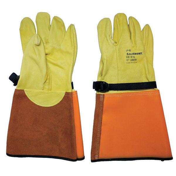 Salisbury Elec Glove Protector, 9, Ylw/Orange, PR LP6S/9