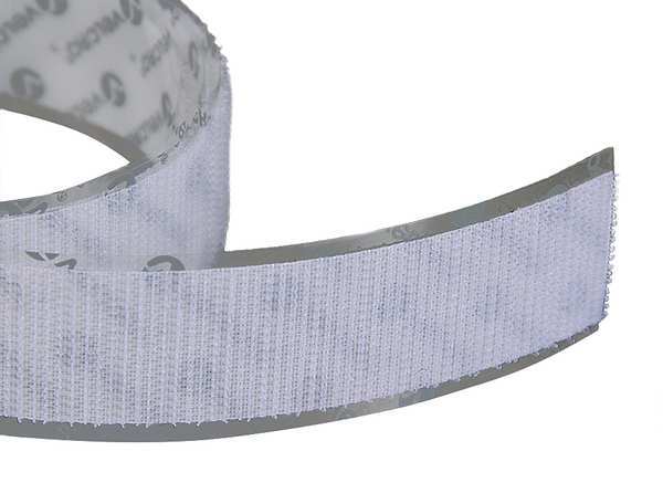 Velcro Brand Reclosable Fastener, Rubber Adhesive, 75 ft, 1 in Wd, White 156608