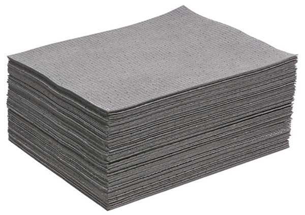 Pig Absorbent Pad, 12 gal, 16 1/2 in x 20 in, Universal, Gray, Polyester, Polypropylene MAT286
