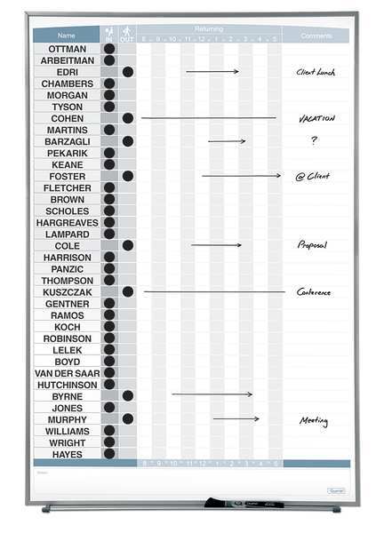 Quartet 23"x34" Magnetic Porcelain In/Out Dry Erase Board, Silver Frame 33705