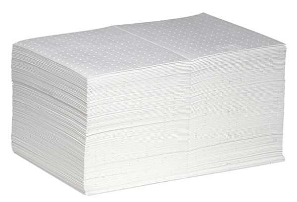 Pig Absorbent Pad, 17 gal, 15 in x 20 in, Oil-Based Liquids, White, Polypropylene MAT455