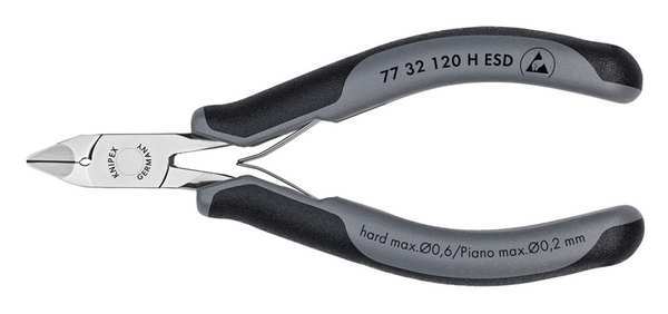 Knipex 4 3/4 in 77 Diagonal Cutting Plier Standard Cut Pointed Nose Uninsulated 77 32 120 H ESD
