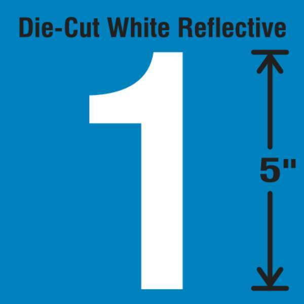 Stranco Die-Cut Reflective Number Label, 1, PK5 DWR-5-1-5