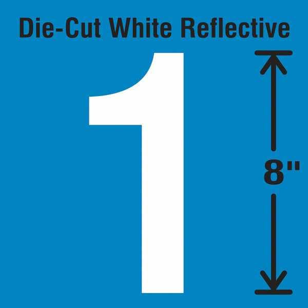 Stranco Die-Cut Reflective Number Label, 1 DWR-SINGLE-8-1