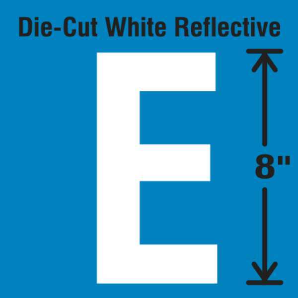 Stranco Die-Cut Reflective Letter Label, E DWR-SINGLE-8-E