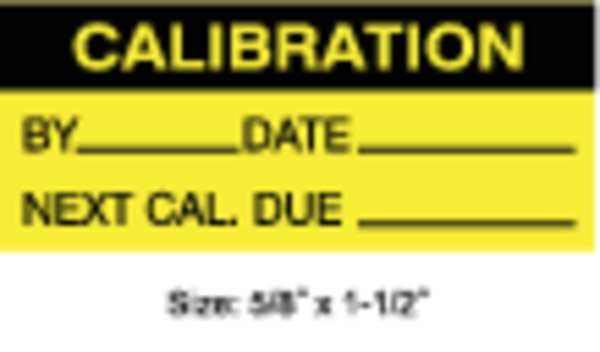 Stranco Calibration Label, ENG, Black/Yellow, PK350, TCF-22136 TCF-22136