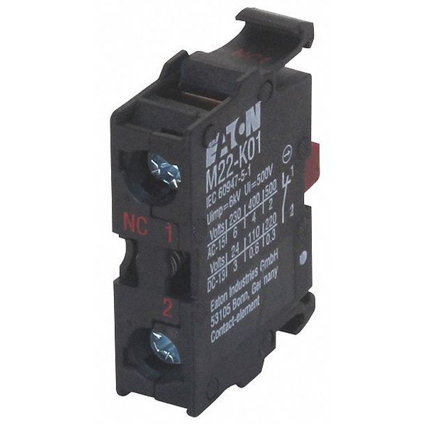 Eaton Contact Block, Screw, Black, 22mm, 1NC M22-K01