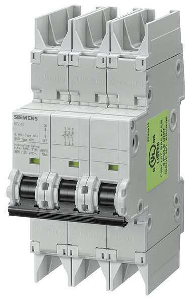 Siemens IEC Miniature Circuit Breaker, 5SJ4 Series 32A, 3 Pole, 277/480V AC, D Curve 5SJ43328HG42