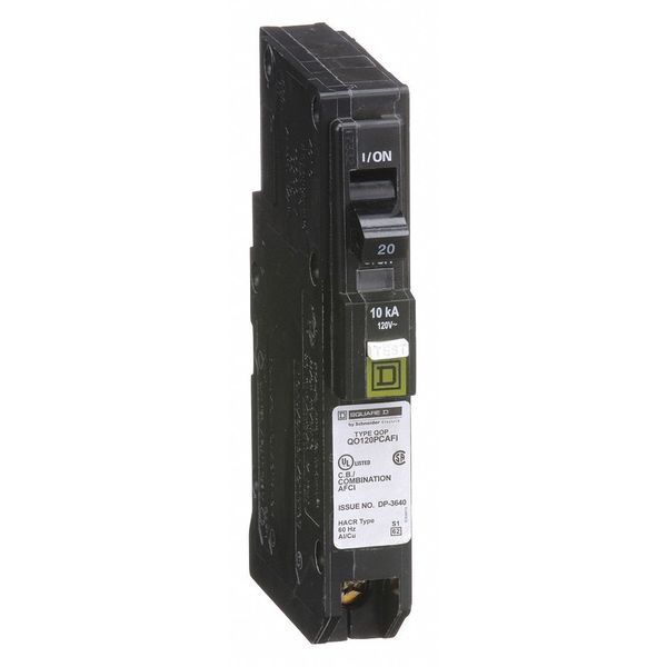 Square D Miniature Circuit Breaker, QO Series 20 A, 1 Pole, 120V AC QO120PCAFI