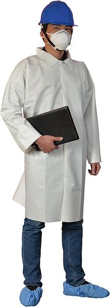 Condor Disposable Lab Coat, Basic Micro, White, L 30ZE51