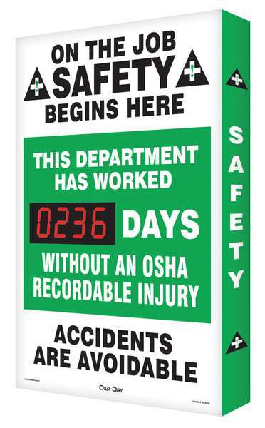 Accuform Scoreboard, Job Safety OSHA, 20 x 28 In. SCK111