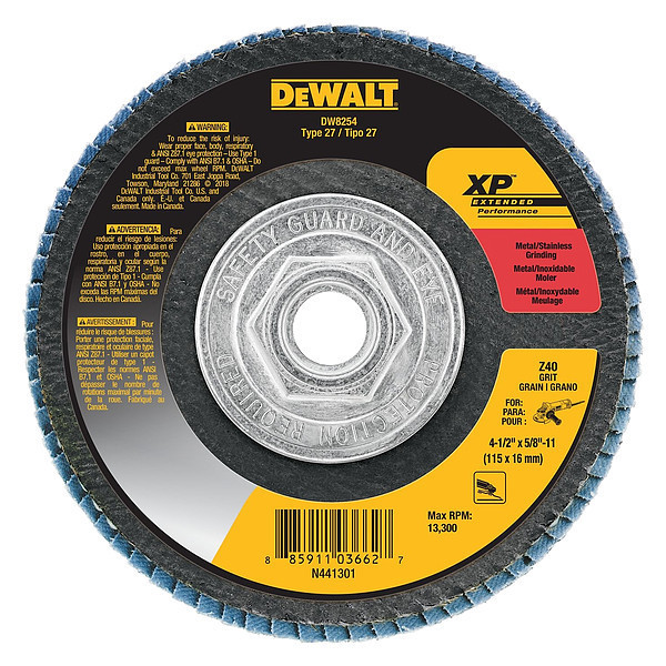 Dewalt 4-1/2" x 5/8"-11 40g XP flap disc DW8254