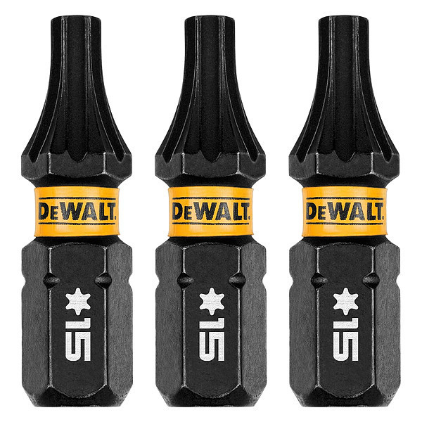 Dewalt Screwdriver Bits, 1/4 in Hex Shank Size DWAF1TX15IR3