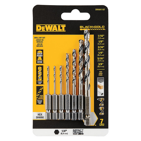 Dewalt 7 PC Set Black & Gold Impact Ready Set DWAH1107