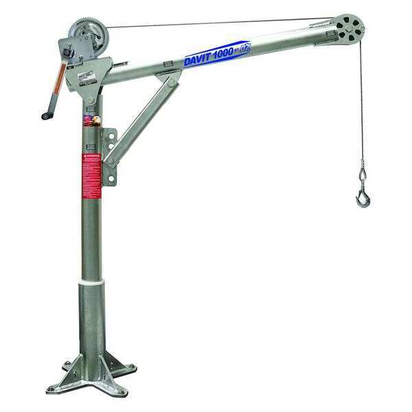 Oz Lifting Products Davit Crane Kit, 1,000 lb Capacity, 27.5 in to 42 in Reach, 0 in to 660 in Lift Range, Silver OZ1000DAV-SP11