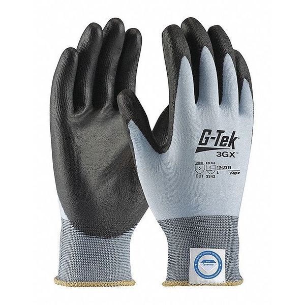 Pip Cut Resistant Coated Gloves, A2 Cut Level, Polyurethane, M, 1 PR 19-D318/M